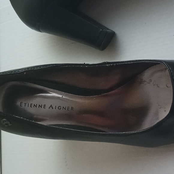 Etienne Aigner Haven Black Leather Heels Pumps • Size 8.5 • 3” Heel - Picture 5 of 6